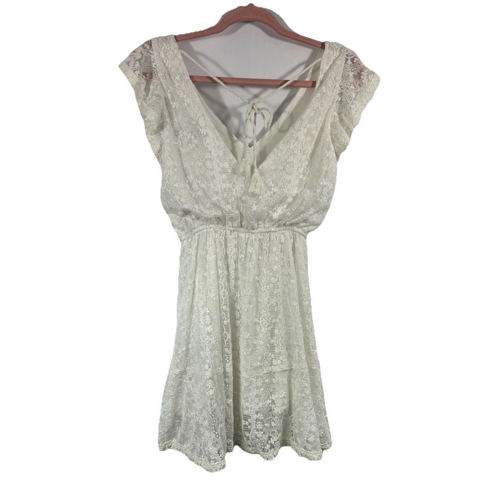 Cupcakes And Cashmere Women's Y2K Lace Top Size XS Open Back Fairy Babydoll Boho - Picture 6 of 9